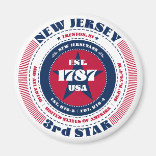 New Jersey Circle Typographie Souvenir Magnet