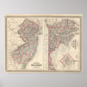 New Jersey, Delaware und Maryland Poster