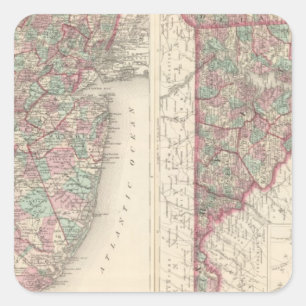 New Jersey, Delaware und Maryland Quadratischer Aufkleber