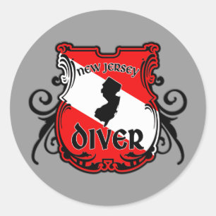 New Jersey Diver Runder Aufkleber