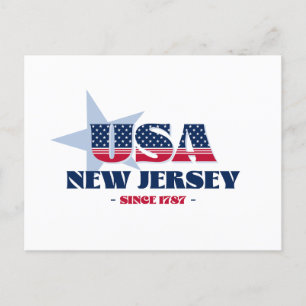 New Jersey en carte postale rouge, blanche et bleu