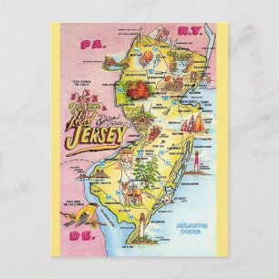 New Jersey farbenfroh illustrierte Postkarte