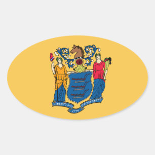 New Jersey Flaggenaufkleber Ovaler Aufkleber