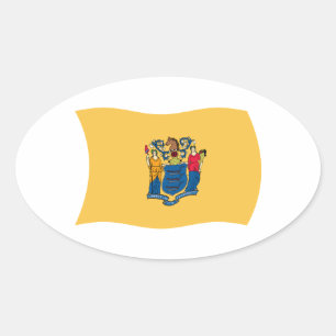 New Jersey Flaggenaufkleber Ovaler Aufkleber