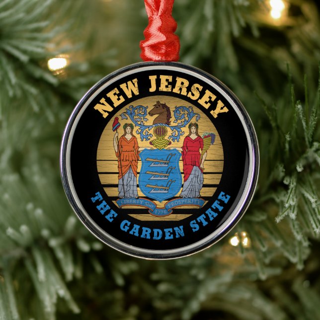 NEW JERSEY GARDEN STATE FLAG ORNAMENT AUS METALL (Baum)