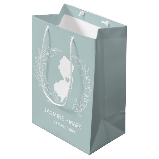 New Jersey-Gastgeschenk Hochzeiten Mittlere Geschenktüte (Vorderseite Schrägansicht)