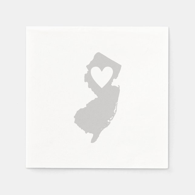 New Jersey Gray Map Shape Heart Cutout Paper Party Serviette (Vorderseite)