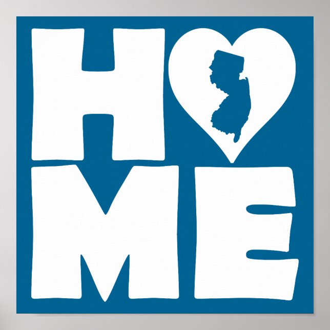 New Jersey Home Heart State Poster Sign (Vorne)