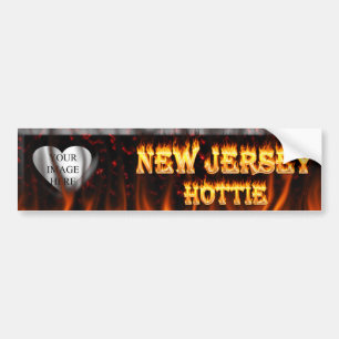New-Jersey Hottie Feuer und rotes Marmorherz Autoaufkleber