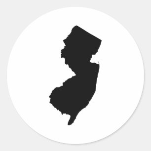 New Jersey in Schwarz und Weiß Runder Aufkleber