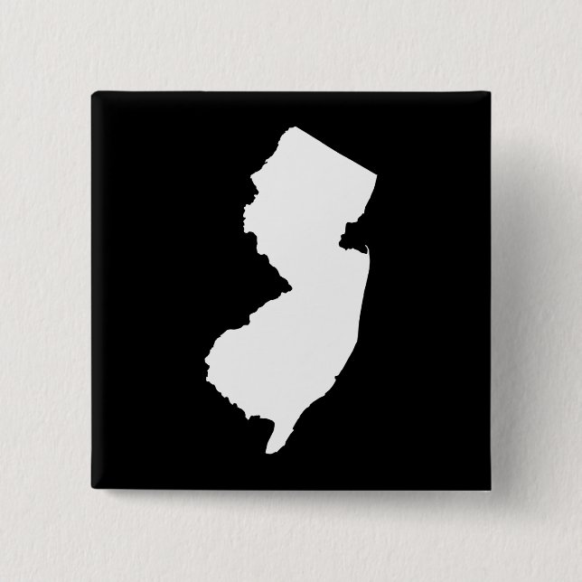 New Jersey in Weiß und Schwarz Button (Vorderseite)
