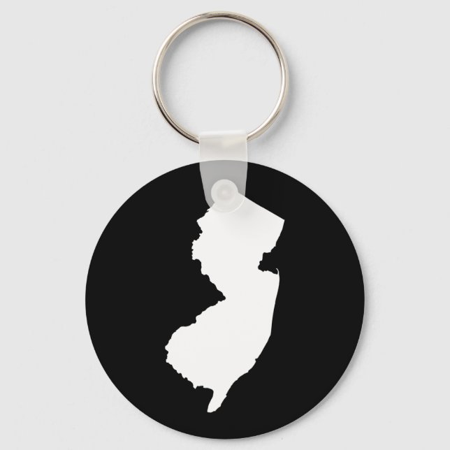 New Jersey in Weiß und Schwarz Schlüsselanhänger (Vorderseite)