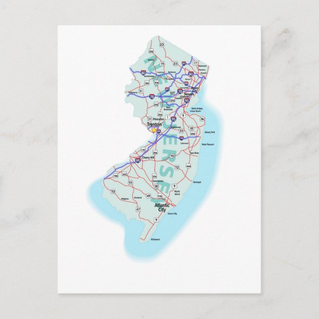 New Jersey Interstate Map Postcard Postkarte (Vorderseite)