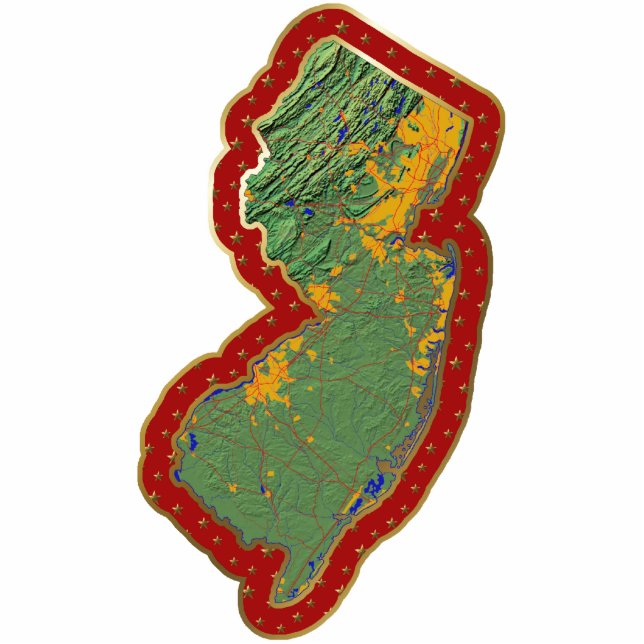 New-Jersey Karten-Weihnachtsverzierung Fotoskulptur Ornament (Vorne)