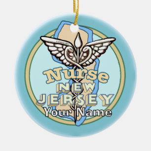 New Jersey Krankenschwester Caduceus  Keramik Ornament