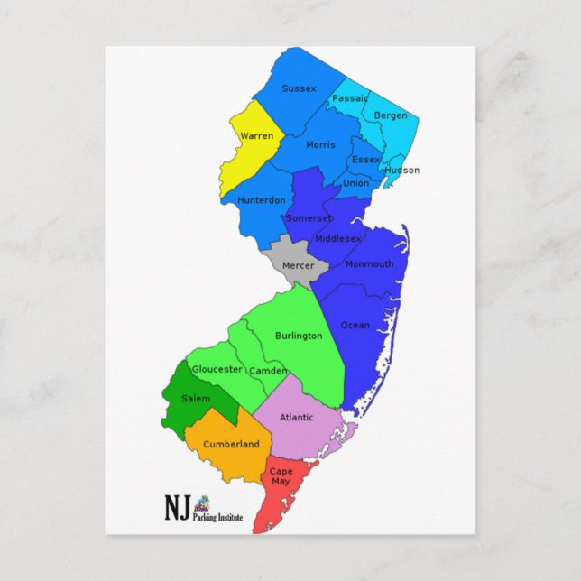 New Jersey Landkreise in Color Postkarte (Vorderseite)