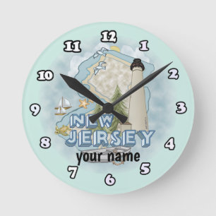 New Jersey Leuchtturm-Uhr Runde Wanduhr