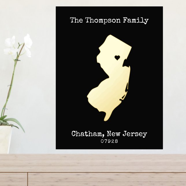 New Jersey Map Custom Familienname Foliendrucke (In Situ (Eingangstisch))