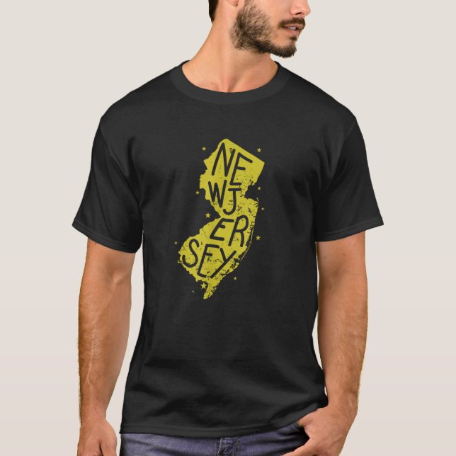 New Jersey Map Kontur USA T-Shirt (Vorderseite)
