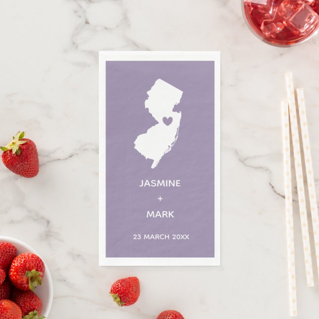 New Jersey Map Wedding/Verlobung Couple Name Serviette (Beispiel)