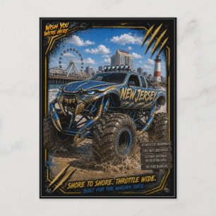 New Jersey Monster Truck Gelände Kunst Postkarte