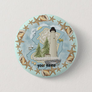 New Jersey Muscheln Lighthouse Button