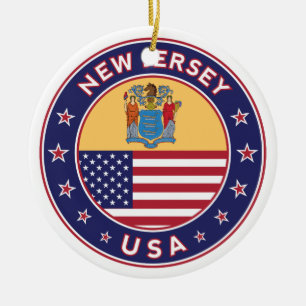 New Jersey, New Jersey-Aufkleber, Handy-Gehäuse, T Keramik Ornament