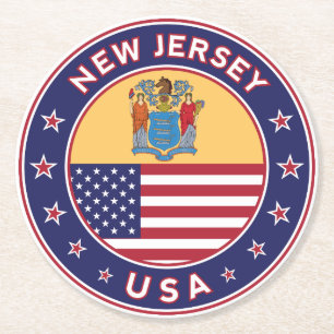 New Jersey, New Jersey, phone heiraten zu sticker, Runder Pappuntersetzer