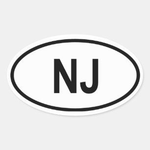New Jersey "NJ" Ovaler Aufkleber