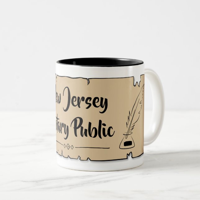 New Jersey Notary Public Scroll Feather Quill Zweifarbige Tasse (VorderseiteRechts)