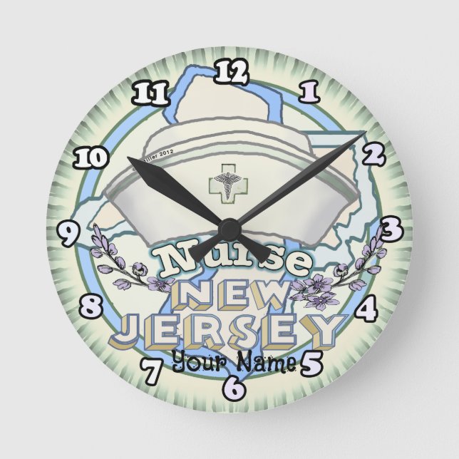 New Jersey Nurse Runde Wanduhr (Vorderseite)