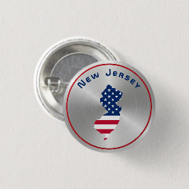 New Jersey Patriotic Map American Flag Button