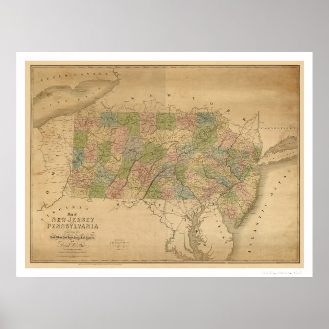 New Jersey & Pennsylvania Eisenbahnkarte 1839 Poster (Vorne)