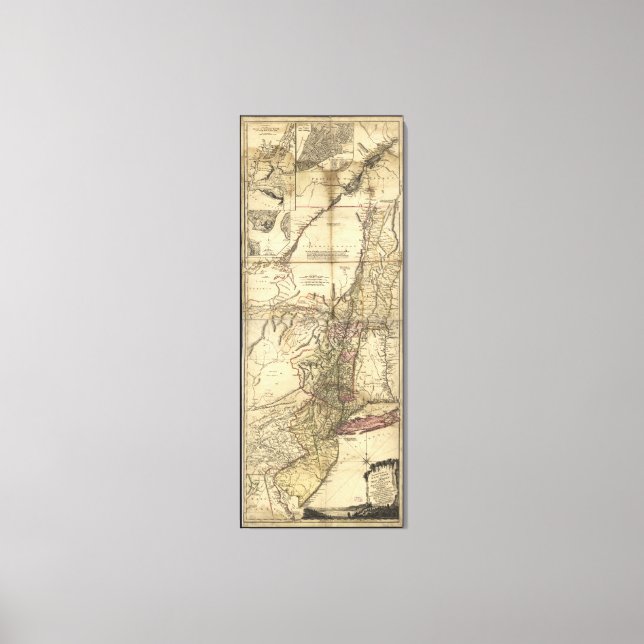 New Jersey Pennsylvania New York Map (1777) Leinwanddruck (Vorderseite)