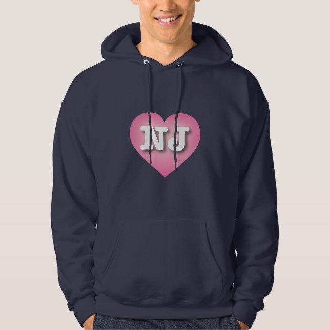 New Jersey Pink Fade Heart - I Liebe NJ Hoodie (Vorderseite)