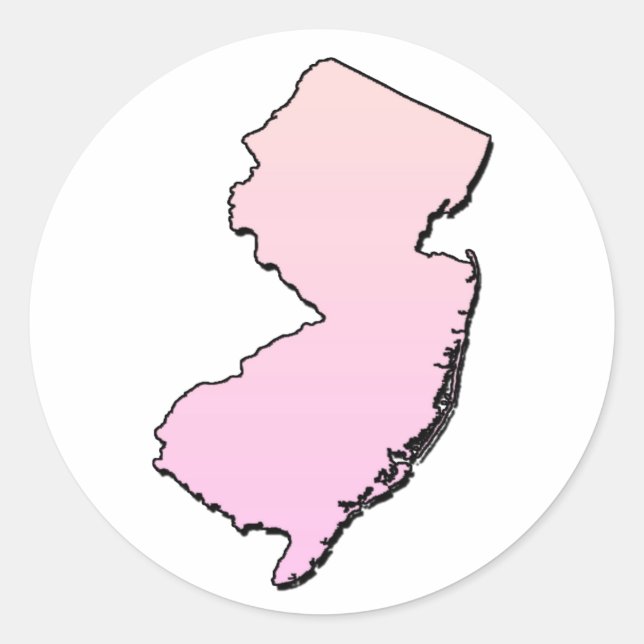 New Jersey Pink-Kontur Runder Aufkleber (Vorderseite)