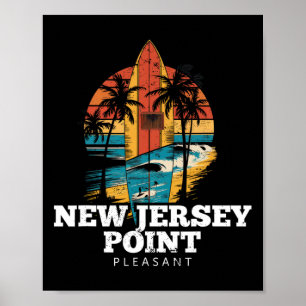 New Jersey Point Pleasant Surfbrett Surfen Retro Poster