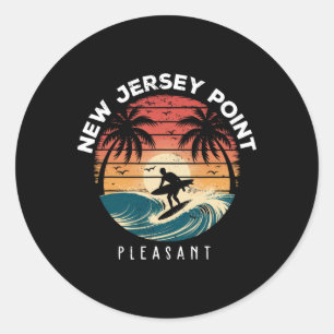 New Jersey Point Pleasant Surfbrett Wellen Strand Runder Aufkleber