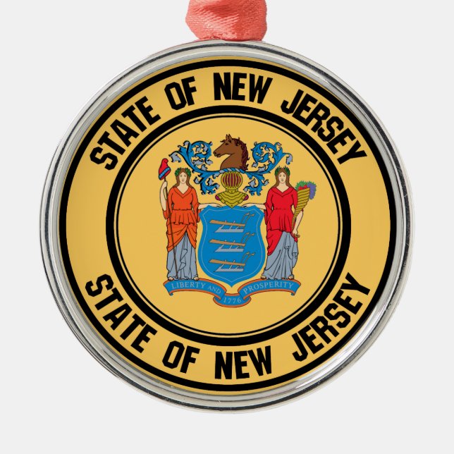 New Jersey Round Emblem Ornament Aus Metall (Vorne)
