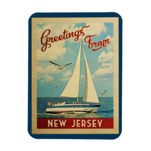 New Jersey Sailboat Vintage Travel Magnet