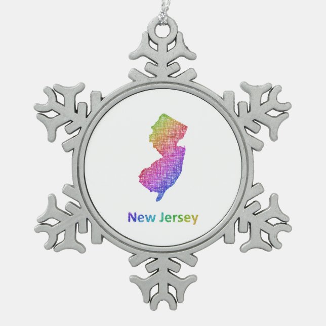 New-Jersey Schneeflocken Zinn-Ornament (Vorderseite)