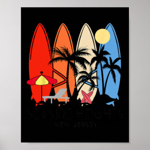 New Jersey Seaside Heights Retro-Surfbrett Vintage Poster