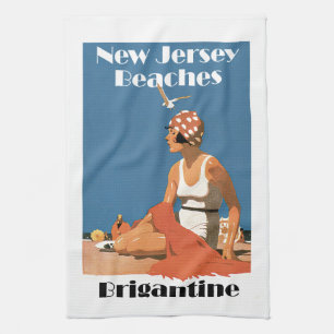 New-Jersey setzt ~Brigantine auf den Strand Geschirrtuch