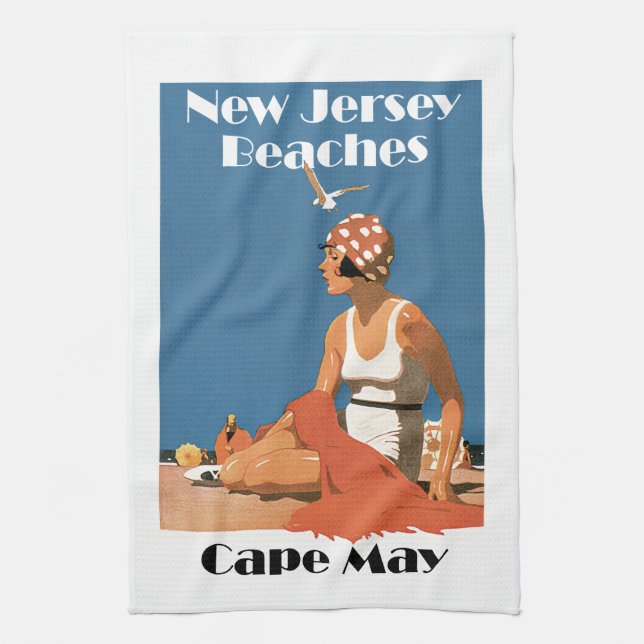 New-Jersey setzt ~ Cape May auf den Strand Geschirrtuch (Vertikal)