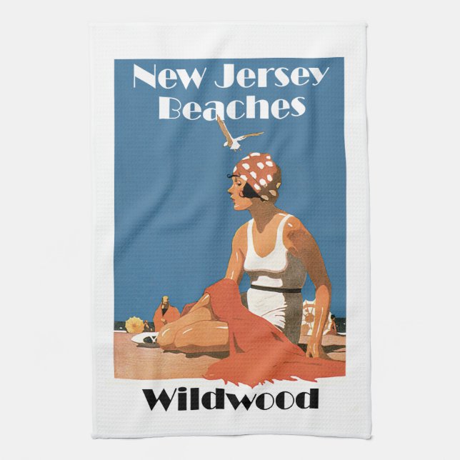 New-Jersey setzt ~ Wildwood auf den Strand Küchentuch (Vertikal)