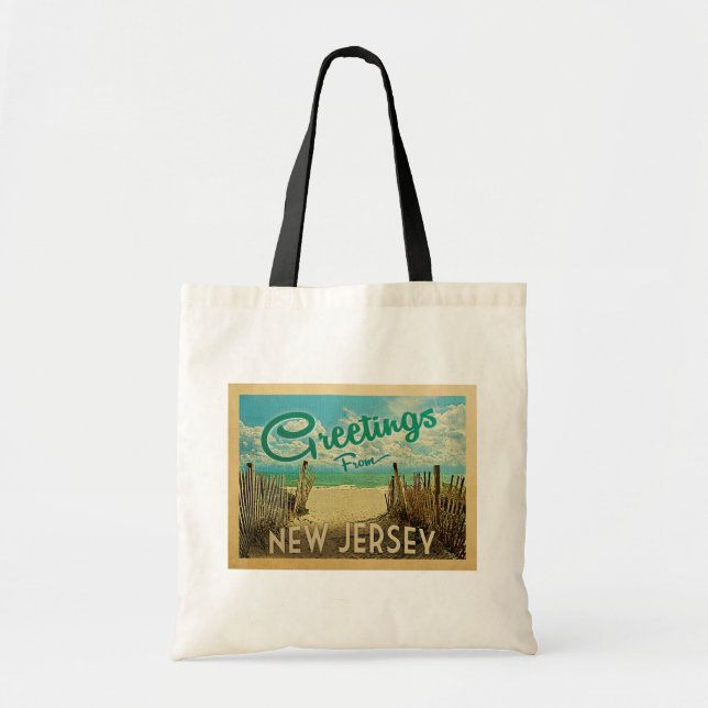 New Jersey Shore Beach Vintage Travel Tragetasche (Vorne)