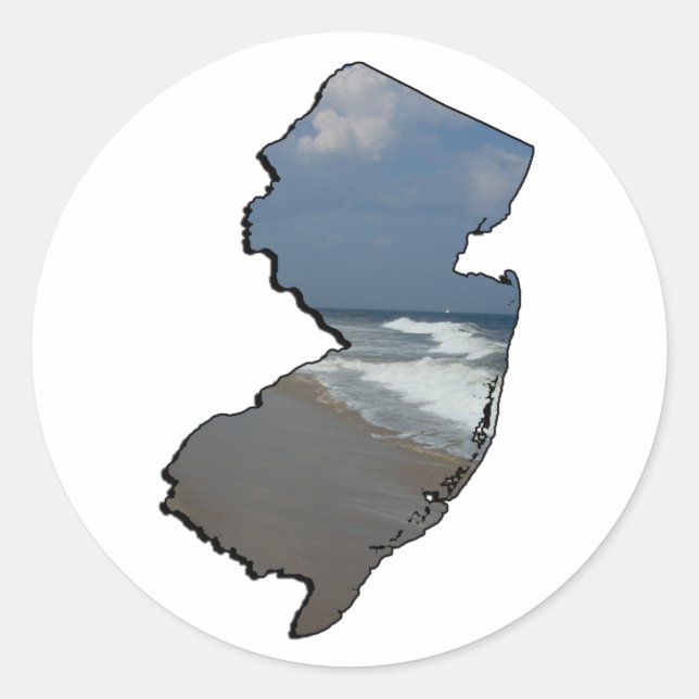 New Jersey Shore Staat Kontur Runder Aufkleber (Vorderseite)