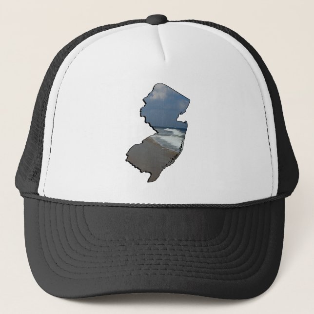 New Jersey Shore State Outline Truckerkappe (Vorderseite)