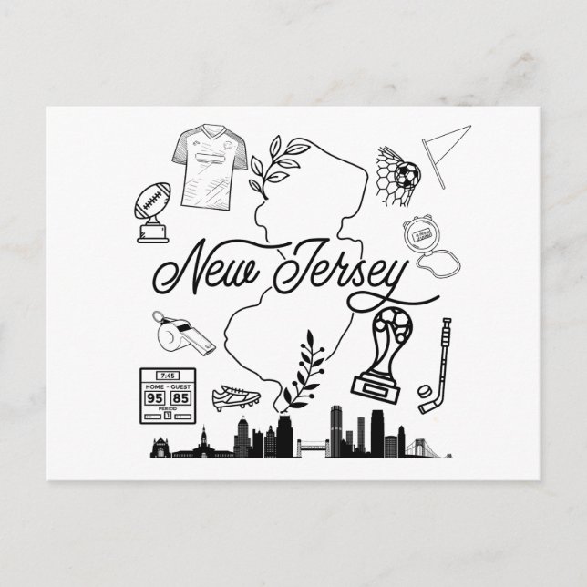 New Jersey Sports Icons Postcard. Postkarte (Vorderseite)