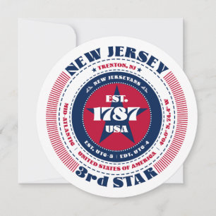 New Jersey Staat Circular Typografy Flat Card
